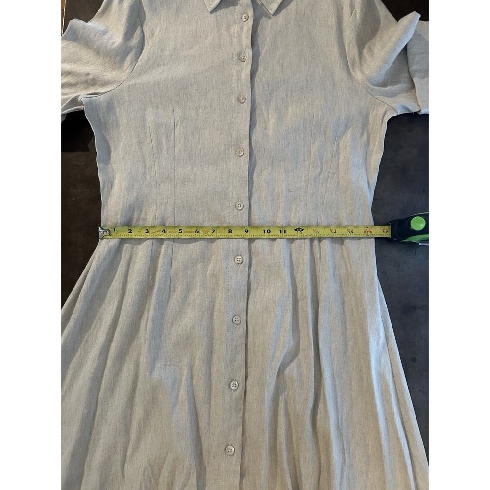 Staud Joan Beige Stretch Linen Blend Maxi Shirt Dress Womens Sz 10 Button Up - Picture 9 of 12